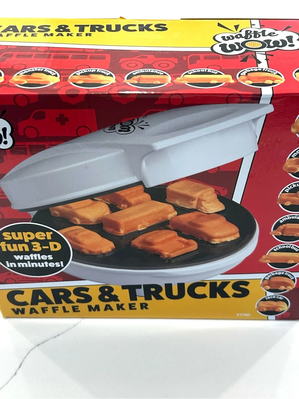 Waffle Wow! 3D Cars and  Trucks, Electric Waffle Maker New In Box